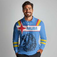 Aruba Long Sleeve Polo Shirt National Emblem Featuring the Lion Symbol - Majestic Design