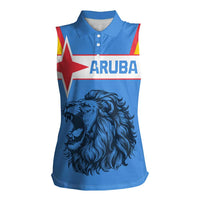 Aruba Women Sleeveless Polo Shirt National Emblem Featuring the Lion Symbol - Majestic Design