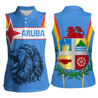 Aruba Women Sleeveless Polo Shirt National Emblem Featuring the Lion Symbol - Majestic Design