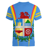 Aruba Women V-Neck T-Shirt National Emblem Featuring the Lion Symbol - Majestic Design