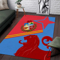 Aruba Flag Area Rug Elements Merged with Country's Shape – Unique National Design