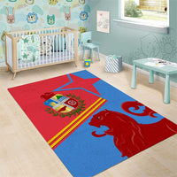 Aruba Flag Area Rug Elements Merged with Country's Shape – Unique National Design