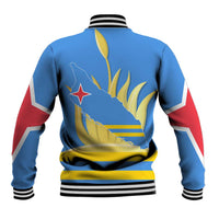 Aruba Flag Baseball Jacket Elements Merged with Country's Shape – Unique National Design