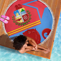 Aruba Flag Beach Blanket Elements Merged with Country's Shape – Unique National Design