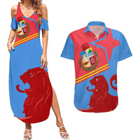 Aruba Flag Couples Matching Summer Maxi Dress and Hawaiian Shirt Elements Merged with Country's Shape – Unique National Design