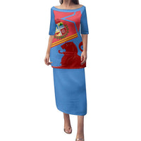 Aruba Flag Family Matching Puletasi and Hawaiian Shirt Elements Merged with Country's Shape – Unique National Design