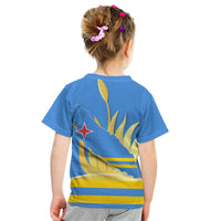 Aruba Flag Kid T Shirt Elements Merged with Country's Shape – Unique National Design