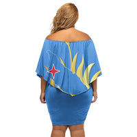 Aruba Flag Off Shoulder Short Dress Elements Merged with Country's Shape – Unique National Design