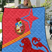 Aruba Flag Quilt Elements Merged with Country's Shape – Unique National Design