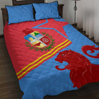 Aruba Flag Quilt Bed Set Elements Merged with Country's Shape – Unique National Design