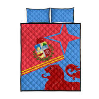 Aruba Flag Quilt Bed Set Elements Merged with Country's Shape – Unique National Design