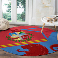 Aruba Flag Round Carpet Elements Merged with Country's Shape – Unique National Design