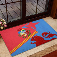 Aruba Flag Rubber Doormat Elements Merged with Country's Shape – Unique National Design