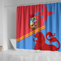 Aruba Flag Shower Curtain Elements Merged with Country's Shape – Unique National Design