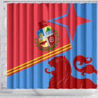 Aruba Flag Shower Curtain Elements Merged with Country's Shape – Unique National Design