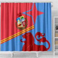 Aruba Flag Shower Curtain Elements Merged with Country's Shape – Unique National Design