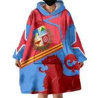 Aruba Flag Wearable Blanket Hoodie Elements Merged with Country's Shape – Unique National Design