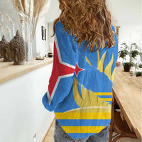 Aruba Flag Women Casual Shirt Elements Merged with Country's Shape – Unique National Design