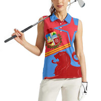Aruba Flag Women Sleeveless Polo Shirt Elements Merged with Country's Shape – Unique National Design