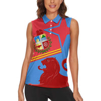 Aruba Flag Women Sleeveless Polo Shirt Elements Merged with Country's Shape – Unique National Design