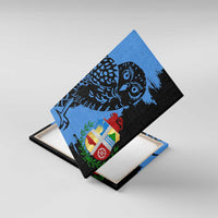 Aruba's Mascot Canvas Wall Art Blended with National Flag Details – Symbolic Design