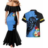 Aruba's Mascot Couples Matching Mermaid Dress and Hawaiian Shirt Blended with National Flag Details – Symbolic Design