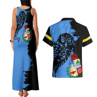Aruba's Mascot Couples Matching Tank Maxi Dress and Hawaiian Shirt Blended with National Flag Details – Symbolic Design