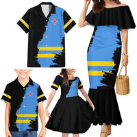 Aruba's Mascot Family Matching Mermaid Dress and Hawaiian Shirt Blended with National Flag Details – Symbolic Design