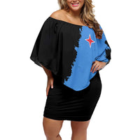 Aruba's Mascot Family Matching Off Shoulder Short Dress and Hawaiian Shirt Blended with National Flag Details – Symbolic Design