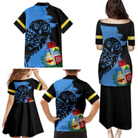 Aruba's Mascot Family Matching Puletasi and Hawaiian Shirt Blended with National Flag Details – Symbolic Design