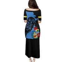 Aruba's Mascot Family Matching Puletasi and Hawaiian Shirt Blended with National Flag Details – Symbolic Design