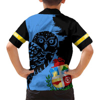 Aruba's Mascot Family Matching Short Sleeve Bodycon Dress and Hawaiian Shirt Blended with National Flag Details – Symbolic Design