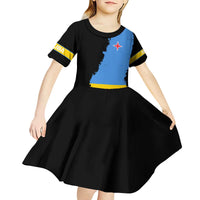 Aruba's Mascot Kid Short Sleeve Dress Blended with National Flag Details – Symbolic Design