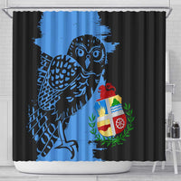 Aruba's Mascot Shower Curtain Blended with National Flag Details – Symbolic Design