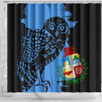 Aruba's Mascot Shower Curtain Blended with National Flag Details – Symbolic Design