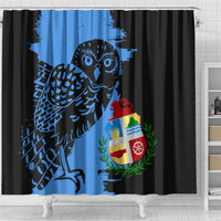 Aruba's Mascot Shower Curtain Blended with National Flag Details – Symbolic Design