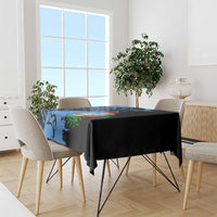 Aruba's Mascot Tablecloth Blended with National Flag Details – Symbolic Design