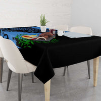 Aruba's Mascot Tablecloth Blended with National Flag Details – Symbolic Design