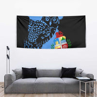 Aruba's Mascot Tapestry Blended with National Flag Details – Symbolic Design