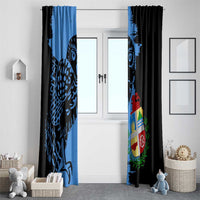 Aruba's Mascot Window Curtain Blended with National Flag Details – Symbolic Design