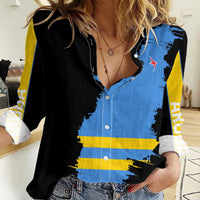 Aruba's Mascot Women Casual Shirt Blended with National Flag Details – Symbolic Design