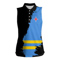 Aruba's Mascot Women Sleeveless Polo Shirt Blended with National Flag Details – Symbolic Design