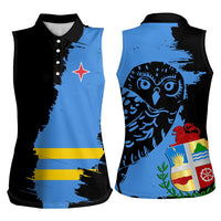 Aruba's Mascot Women Sleeveless Polo Shirt Blended with National Flag Details – Symbolic Design