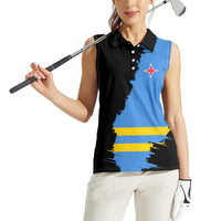 Aruba's Mascot Women Sleeveless Polo Shirt Blended with National Flag Details – Symbolic Design
