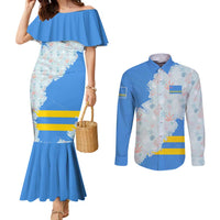 Aruba Couples Matching Mermaid Dress and Long Sleeve Button Shirt with Marine Patterns – Ocean-Inspired Design