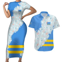 Aruba Couples Matching Short Sleeve Bodycon Dress and Hawaiian Shirt with Marine Patterns – Ocean-Inspired Design