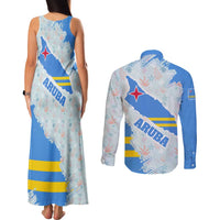 Aruba Couples Matching Tank Maxi Dress and Long Sleeve Button Shirt with Marine Patterns – Ocean-Inspired Design