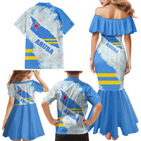 Aruba Family Matching Mermaid Dress and Hawaiian Shirt with Marine Patterns – Ocean-Inspired Design