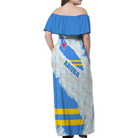 Aruba Family Matching Off Shoulder Maxi Dress and Hawaiian Shirt with Marine Patterns – Ocean-Inspired Design