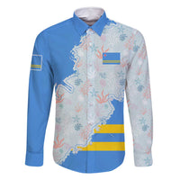 Aruba Family Matching Off Shoulder Short Dress and Hawaiian Shirt with Marine Patterns – Ocean-Inspired Design